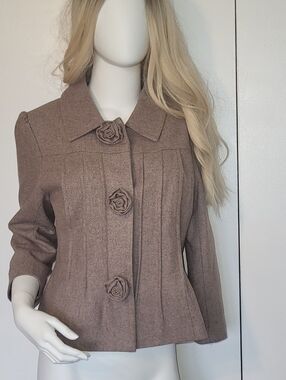 Stylish Pink Wool Blend Waist Length Jacket by Studio Point With Floral Snap